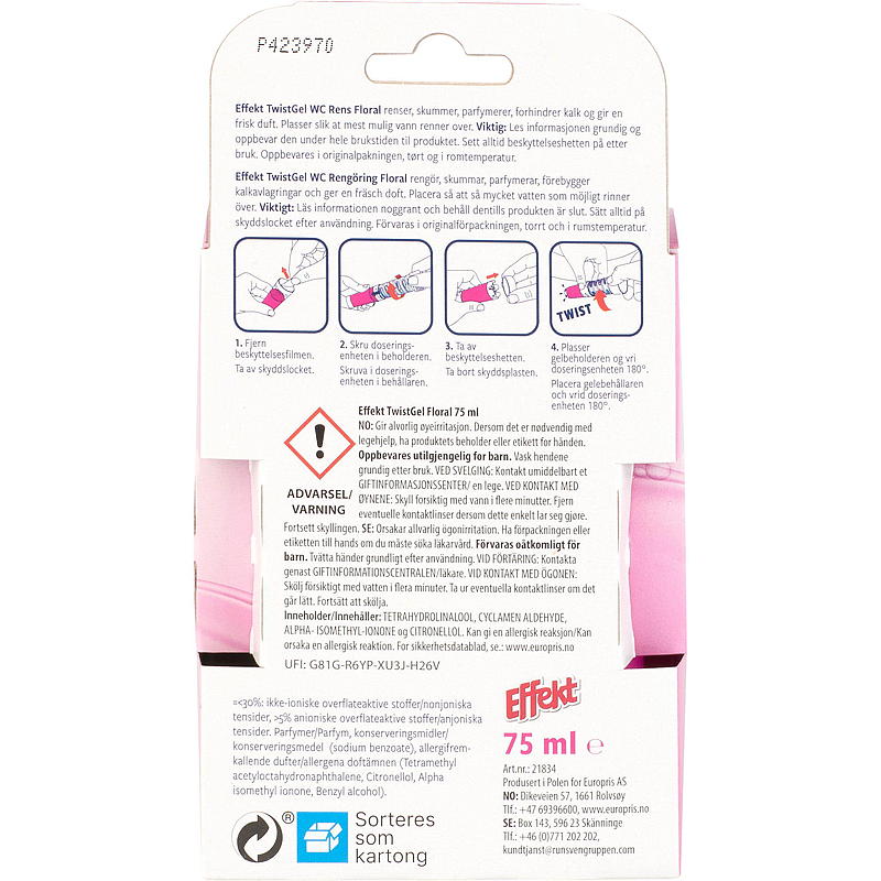 Effekt WC rens Twist gel 75 g Floral Effekt