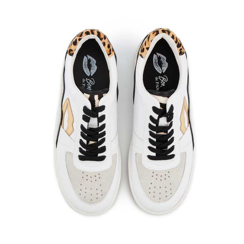 Baskets en cuir Loulou blanc gold leopard