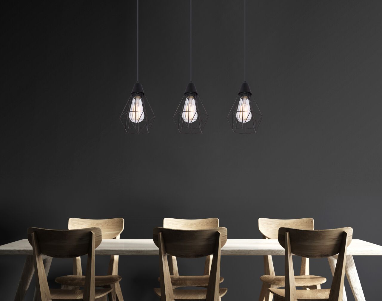 Globo Lighting - ISABELLA - Hängeleuchte Metall schwarz matt, 3x E27