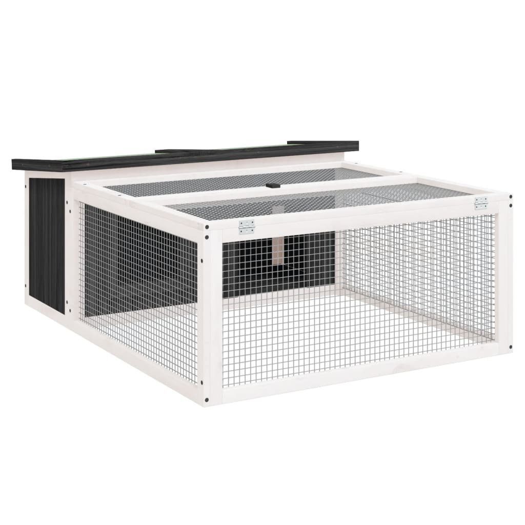 vidaXL Kleintierkäfig Kaninchenstall Grau 117,5x97x47,5 cm Massivholz Kiefer