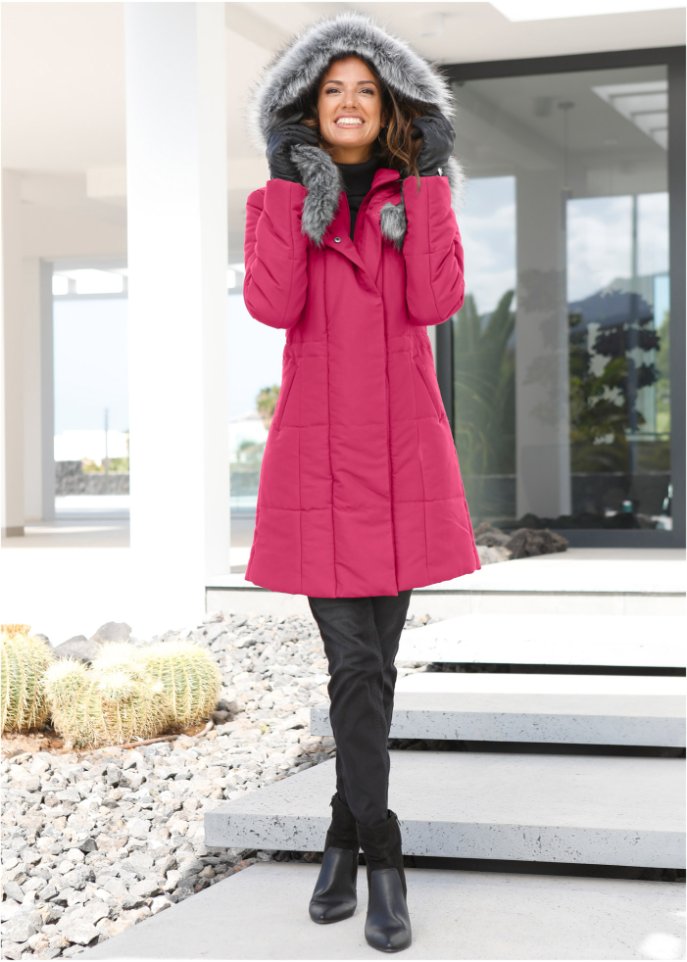 Longjacke mit Fellimitat