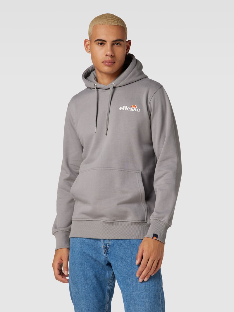 Hoodie mit Label-Print Modell 'Olevano' in mittelgrau