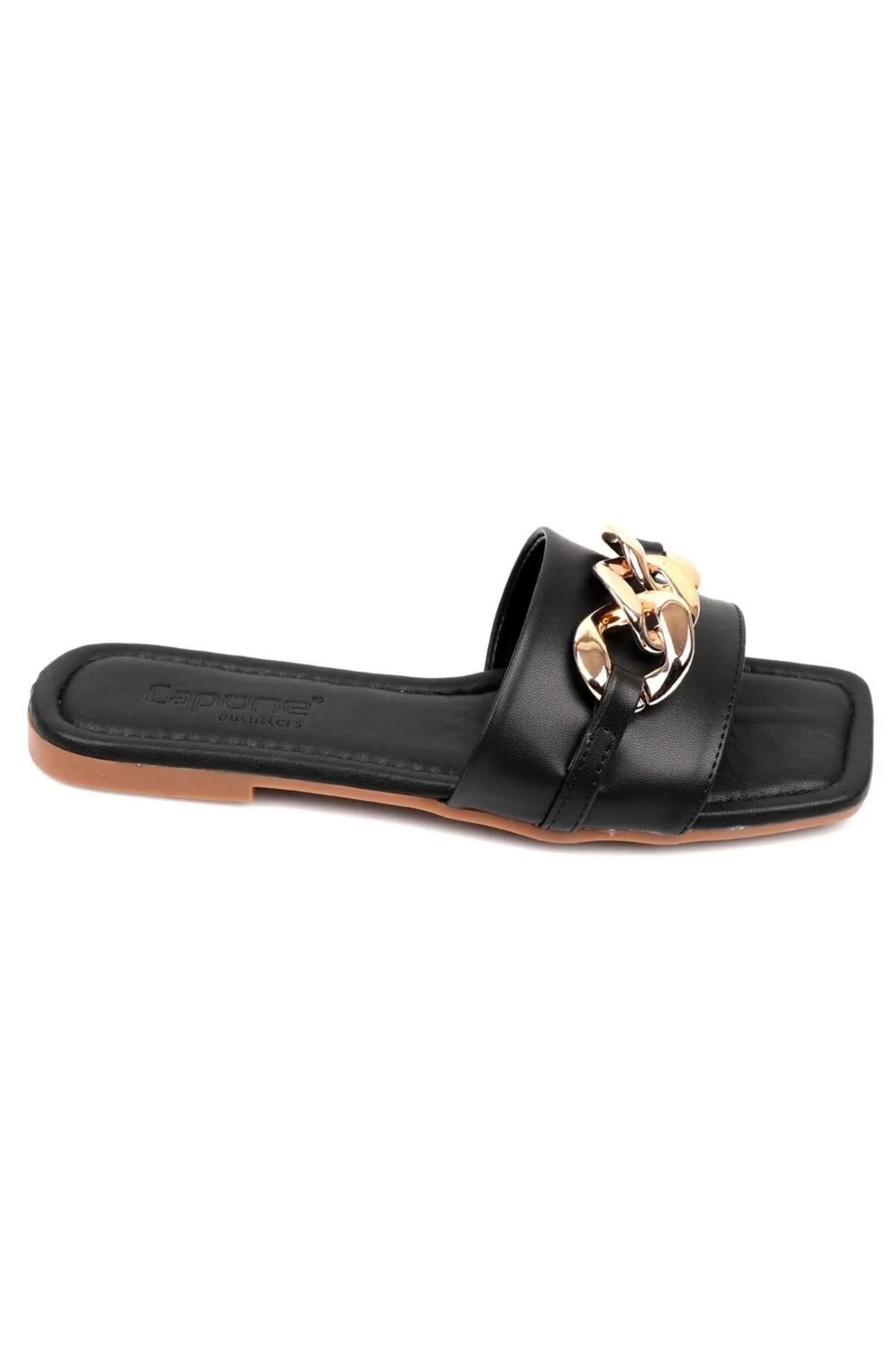 Capone Outfitters  Capone Single Band Chain Schwarze Damenhausschuhe