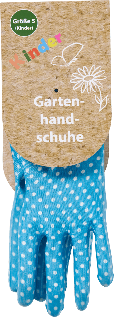 Gartenhandschuhe für Kinder, blau/gepunktet (Größe 5), 1 St