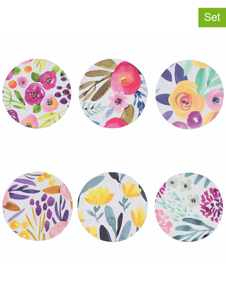 Villa d´Este 6er-Set: Untersetzer in Rosa/ Gelb -  Ø 33 cm günstig kaufen onesize