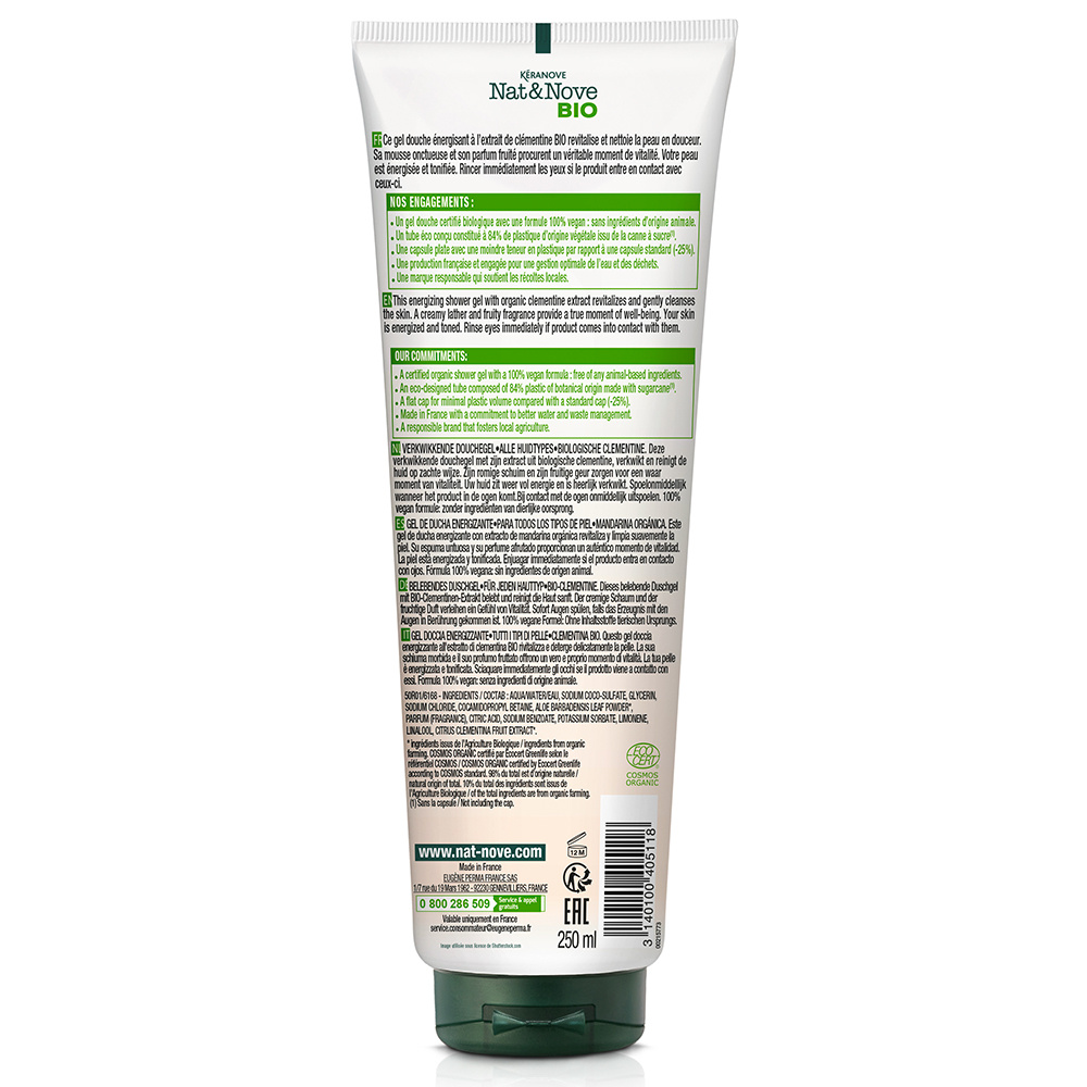 Nat & Nove Bio Gel Douche Energisant certifié bio Gel Douche certifié bio / Tous types depeaux