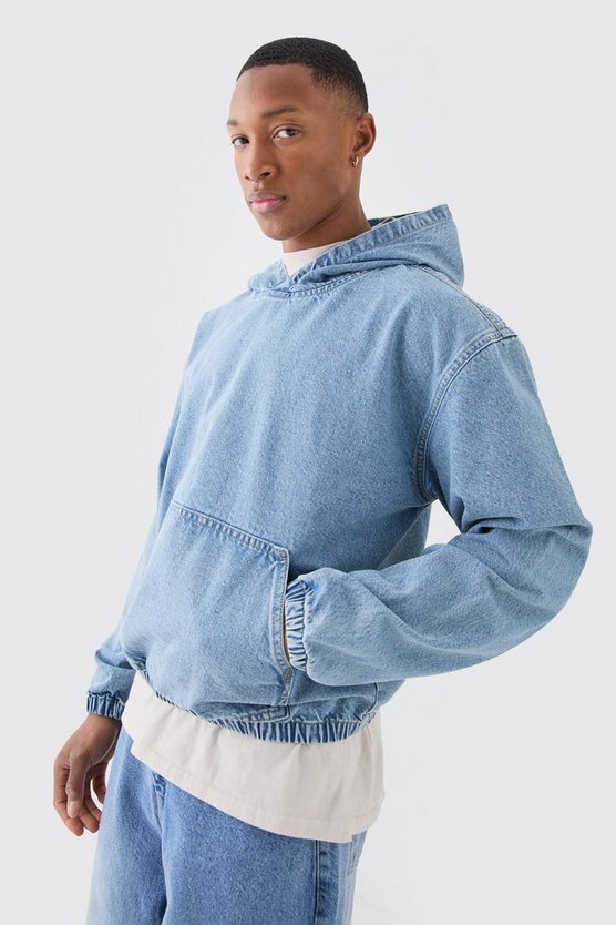 Kastiger Denim-Hoodie
