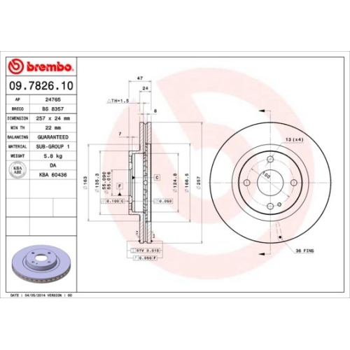 09.7826.10 BREMSSCHEIBE BREMBO VA  VP2 - ATU