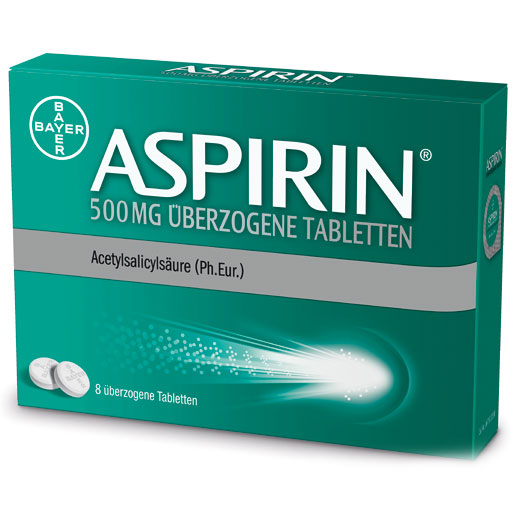 ASPIRIN 500 mg überzogene Tabletten  8 St  Tabletten, überzogen