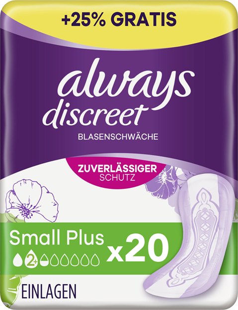 Always Discreet Inkontinenz Binden Small Plus +25% mehr Inhalt
