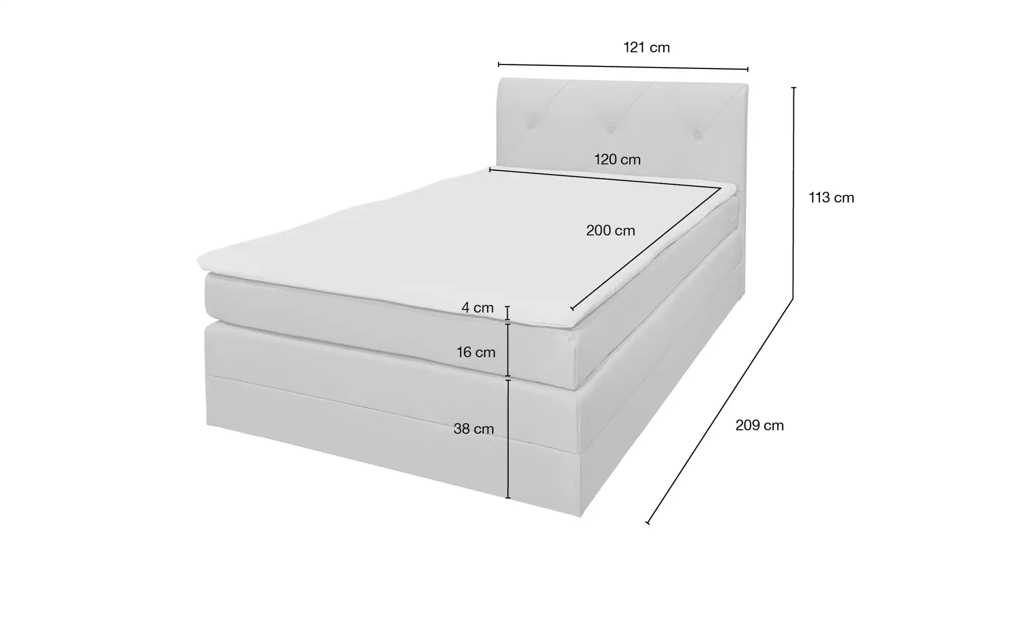 Primo Boxspringbett mit Bettkasten Clay