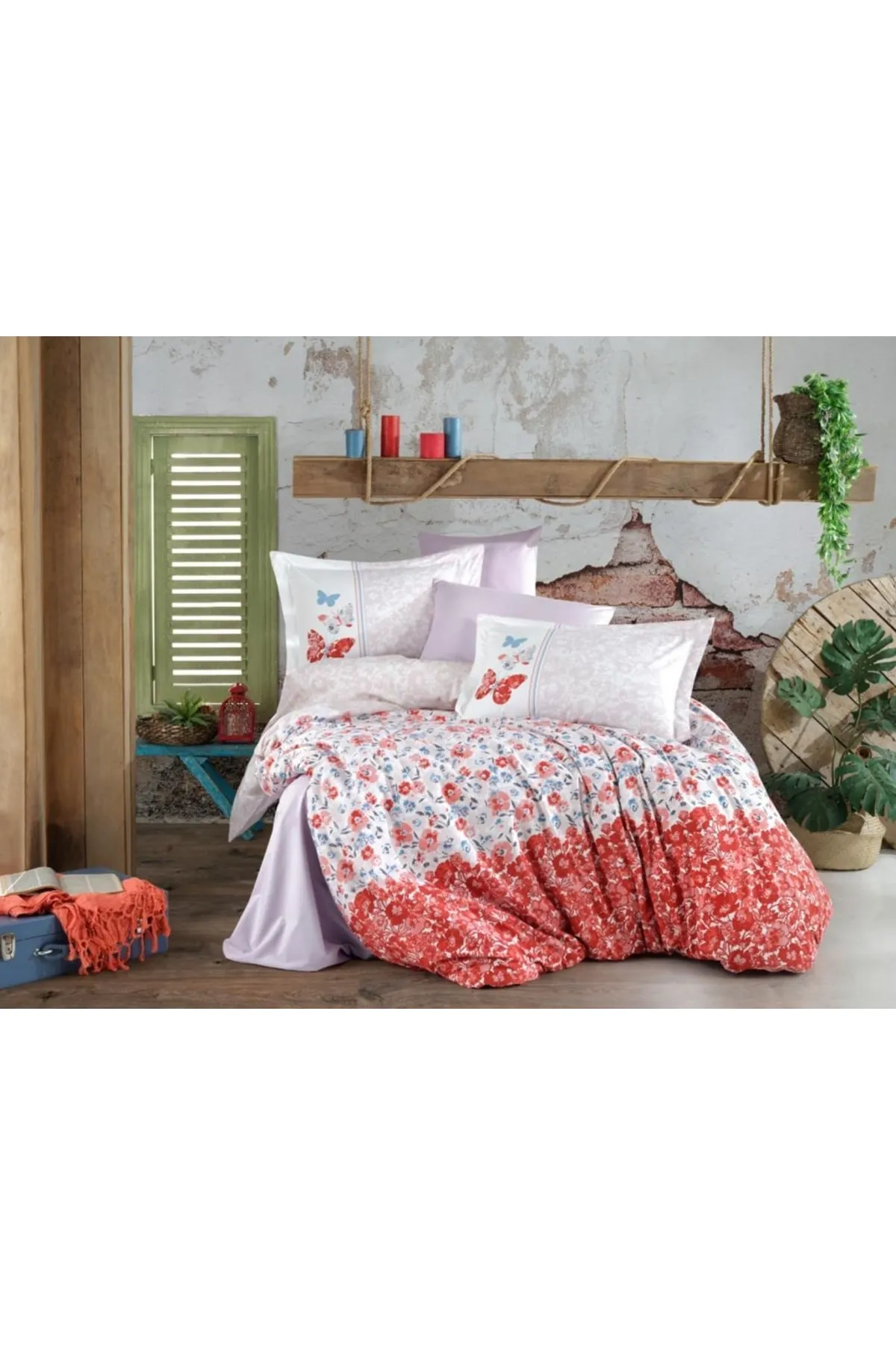 Hobby  Felicita Doppelbett-Bettbezug-Set, Rot