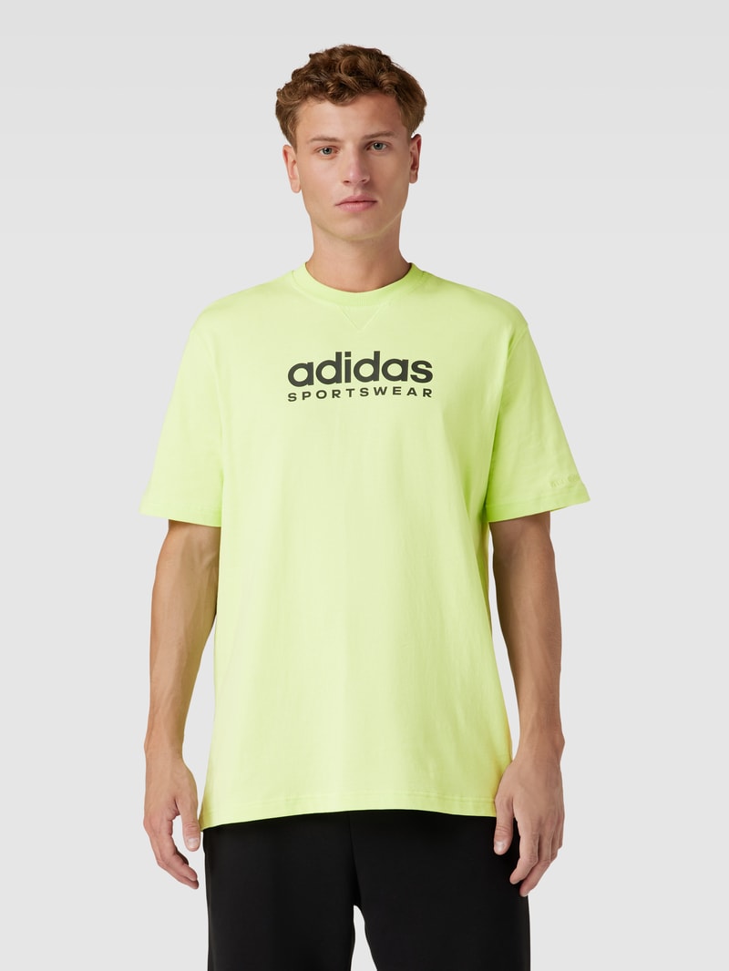 T-Shirt mit Label-Print in neon gelb