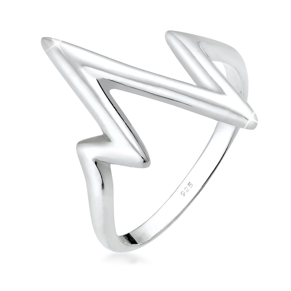 Elli Elli Bague Femmes Cœur battant look géo en argent sterling 925 Bague