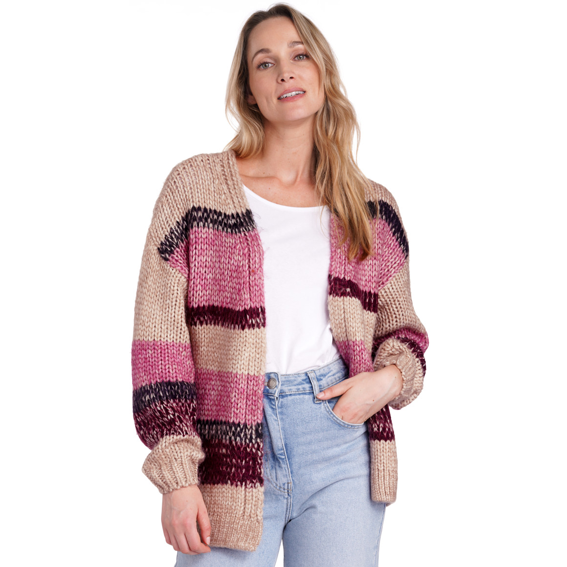 Damen Strickjacke im Streifen-Look