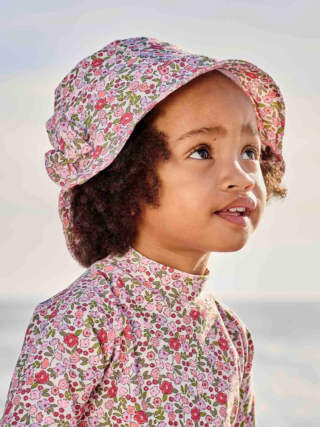 Vertbaudet Mädchen Baby-Set mit UV-Schutz: Shirt, Badehose & Sonnenhut Oeko-Tex - rosa