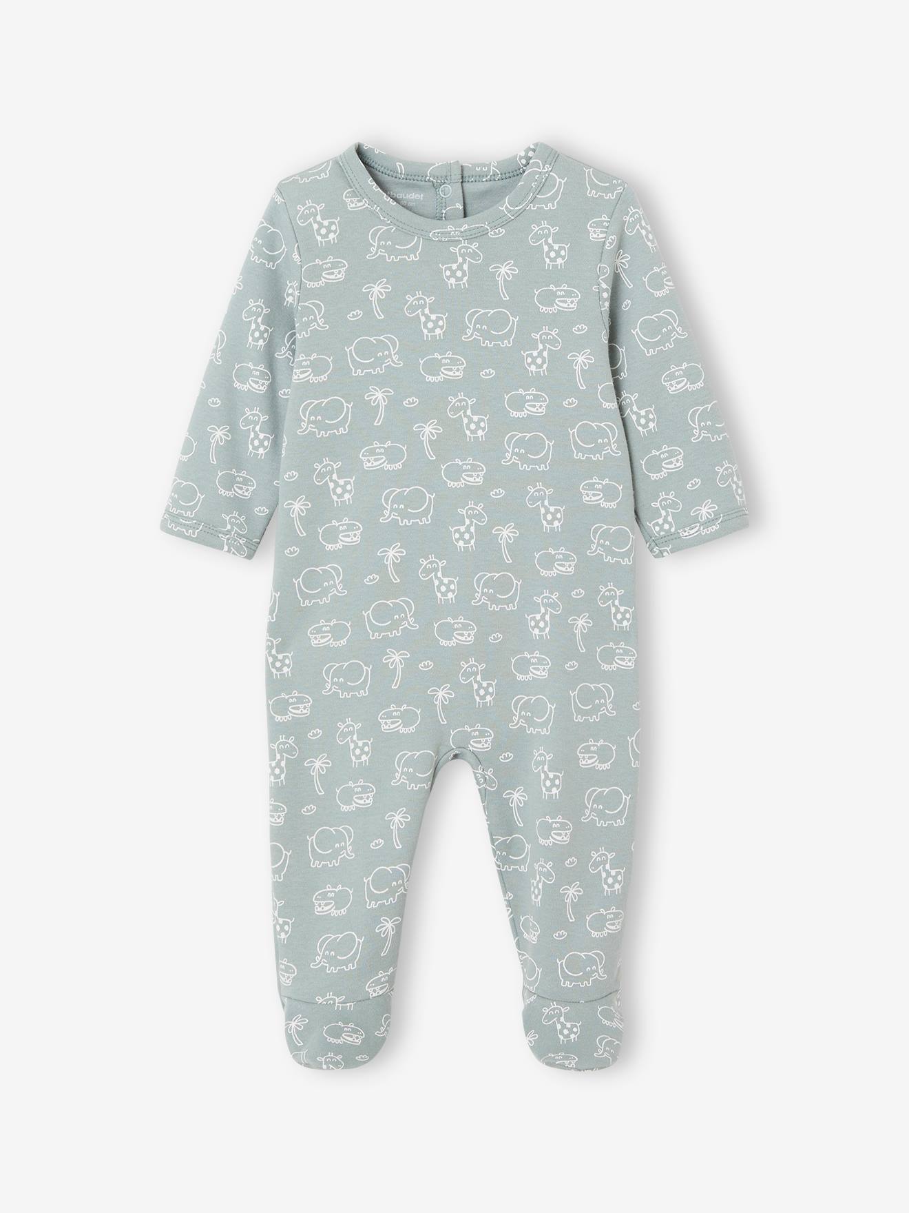 Vertbaudet 3er-Pack Baby Strampler BASIC, Interlock-Jersey - pack salbeigrün savanne