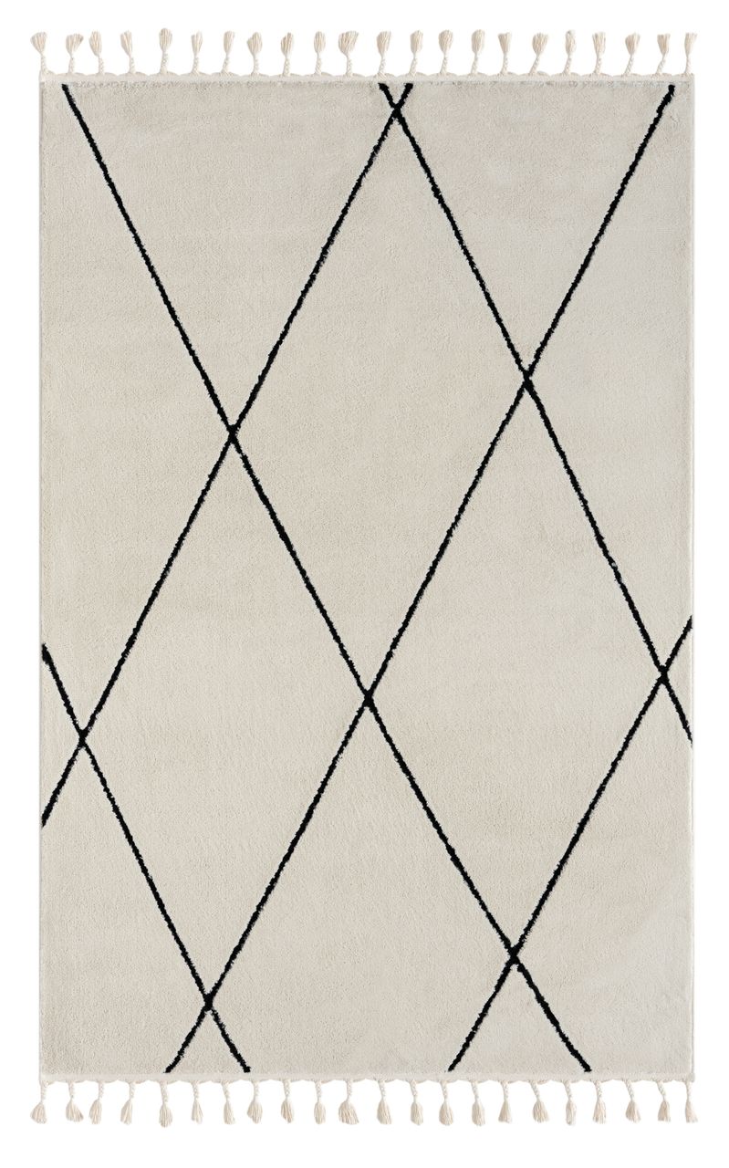 MyFlair Teppich Moroccan Calm, 160 cm x 230 cm, Farbe weiß, rechteckig, Florhöhe 19mm