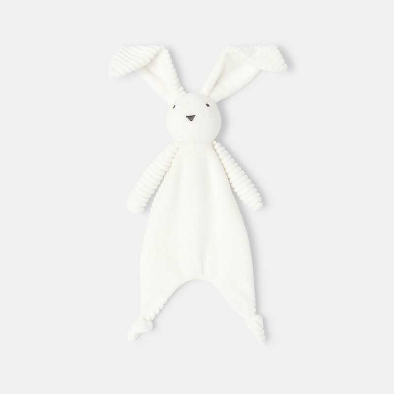 Doudou lapin en coton bi-matière blanc naissance Absorba