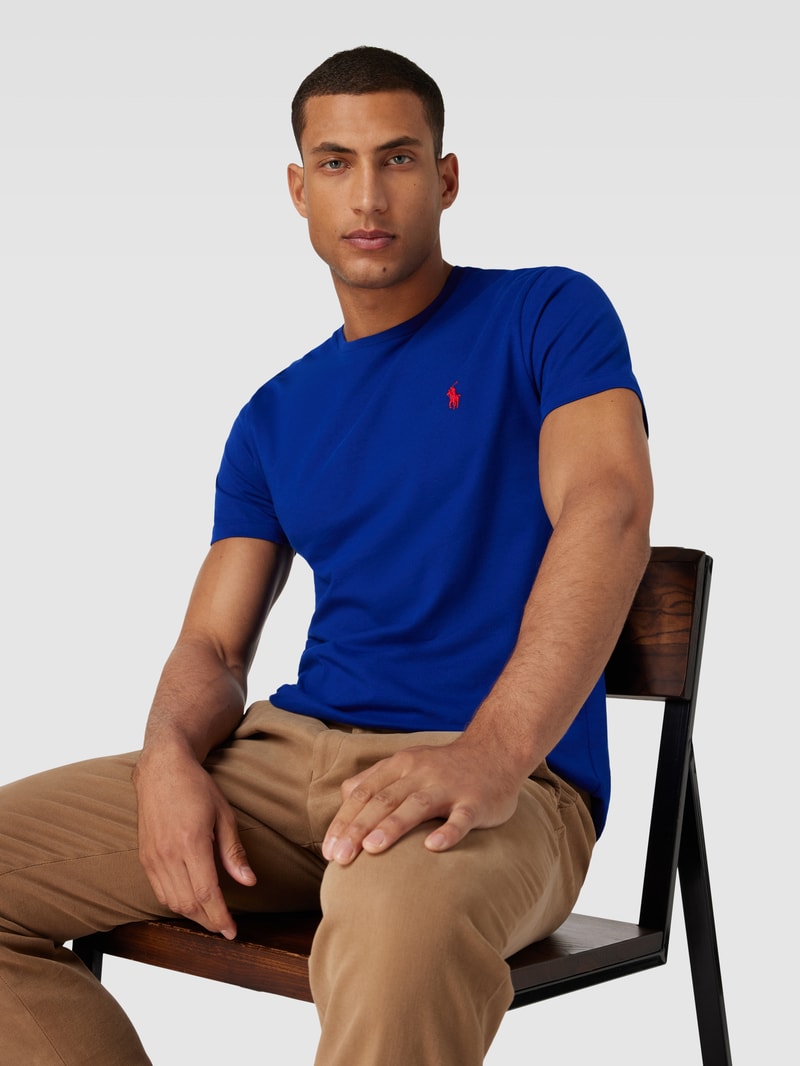 T-Shirt in Melange-Optik in royalblau