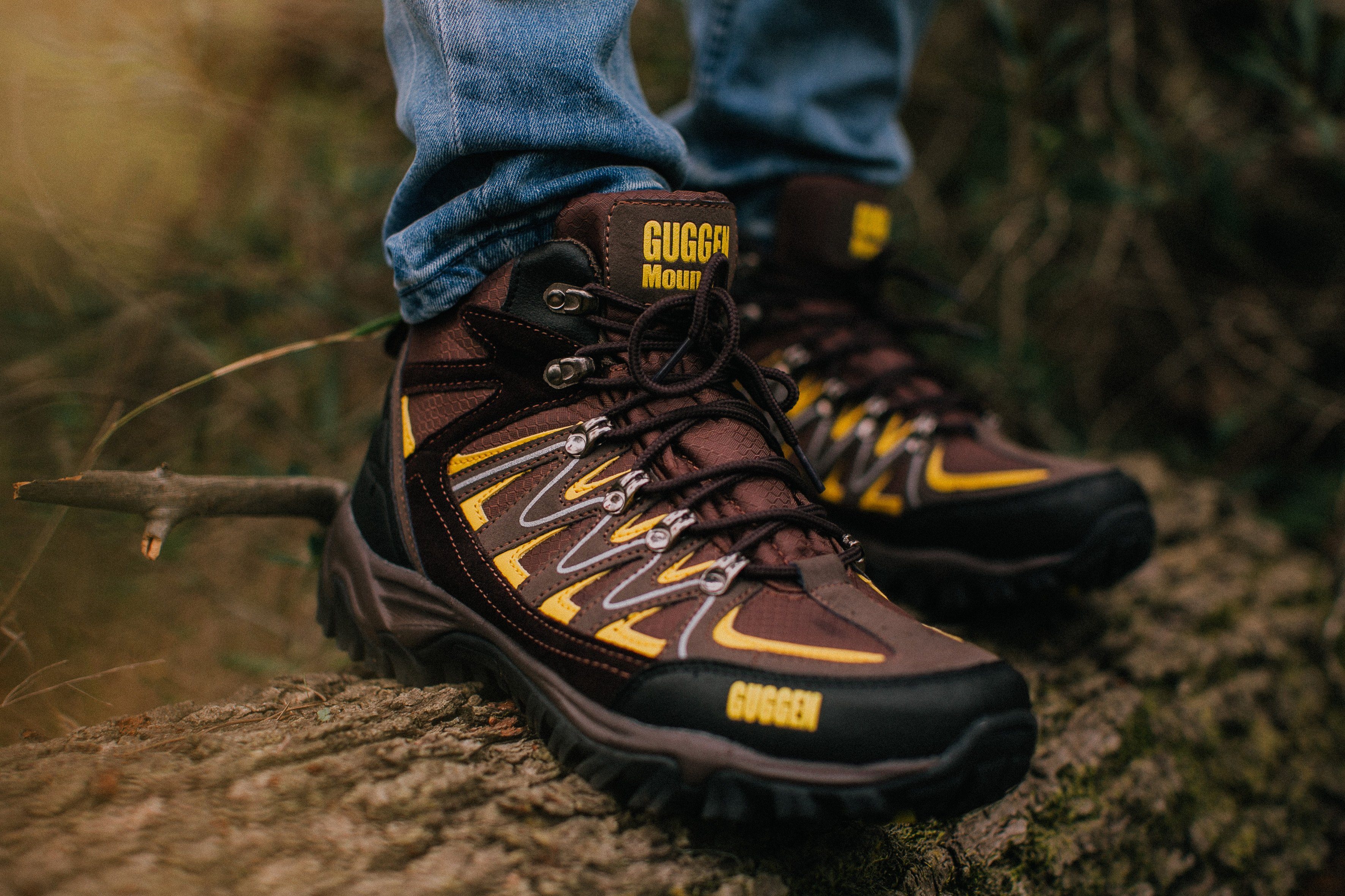 GUGGEN Mountain Herren Wanderstiefel Wanderschuh M009 Trekkingschuhe Wanderschuh Wasserabweisend; Verstärkte Schuhspitze; Softshell und Leder Mix