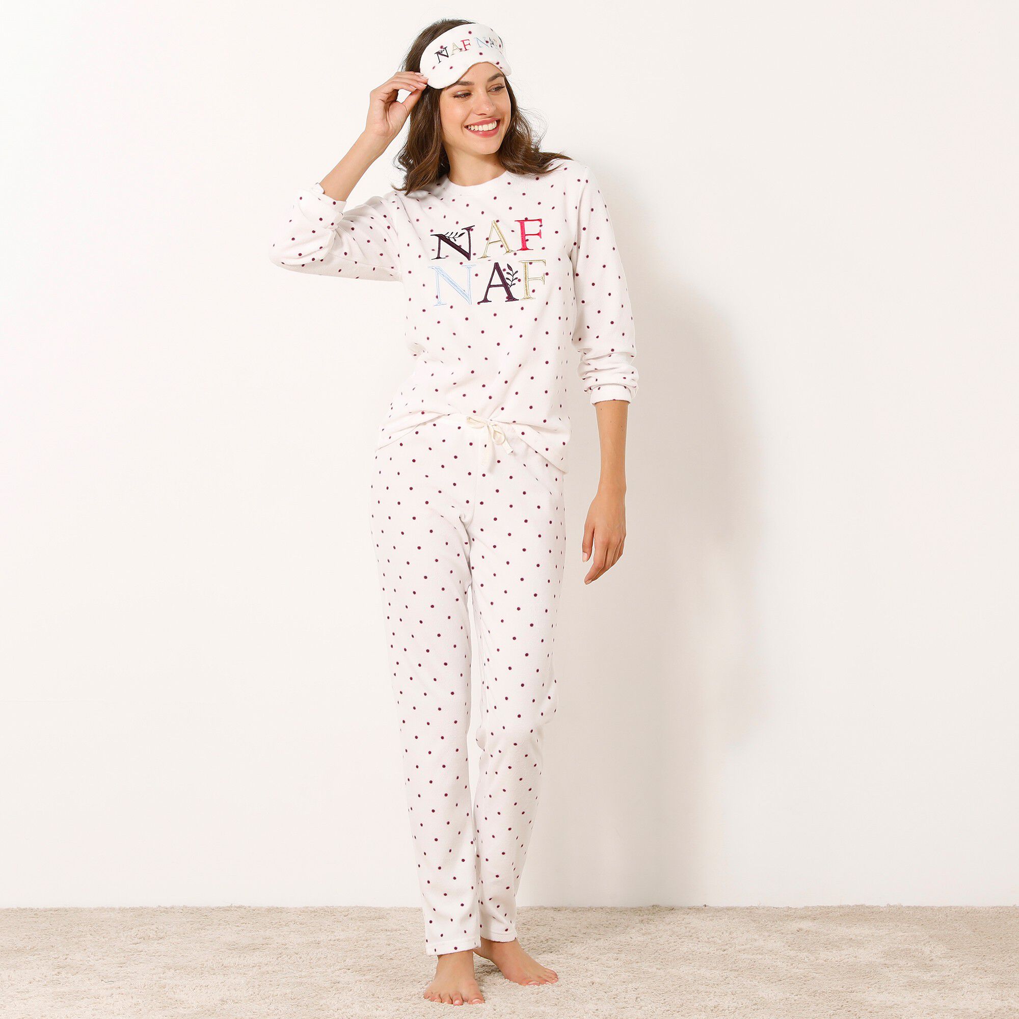 Pyjama micropolaire imprimé pois