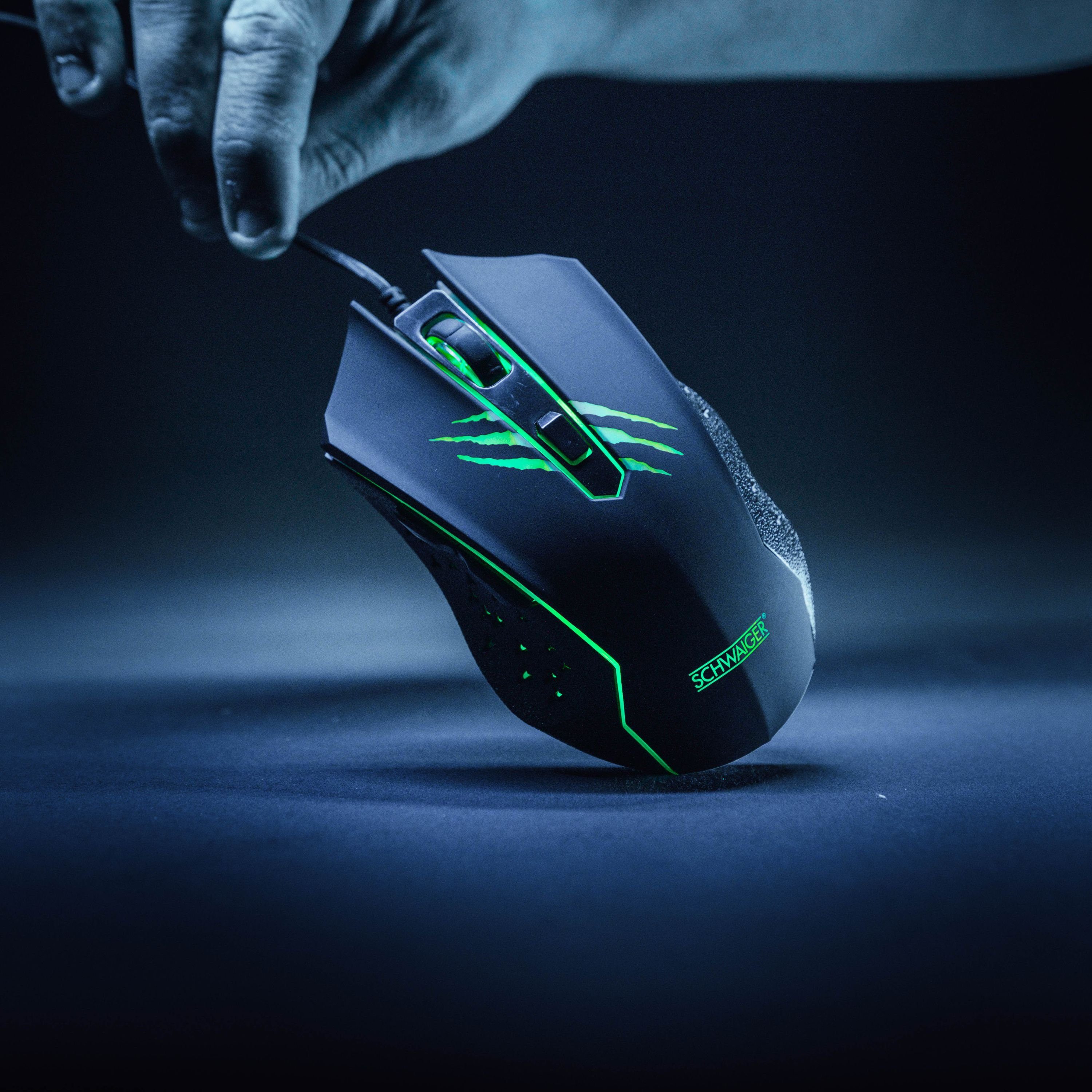 Schwaiger GM3000 Gaming-Maus (kabelgebunden, farbwechselnde Hindergrundbeleuchtung)