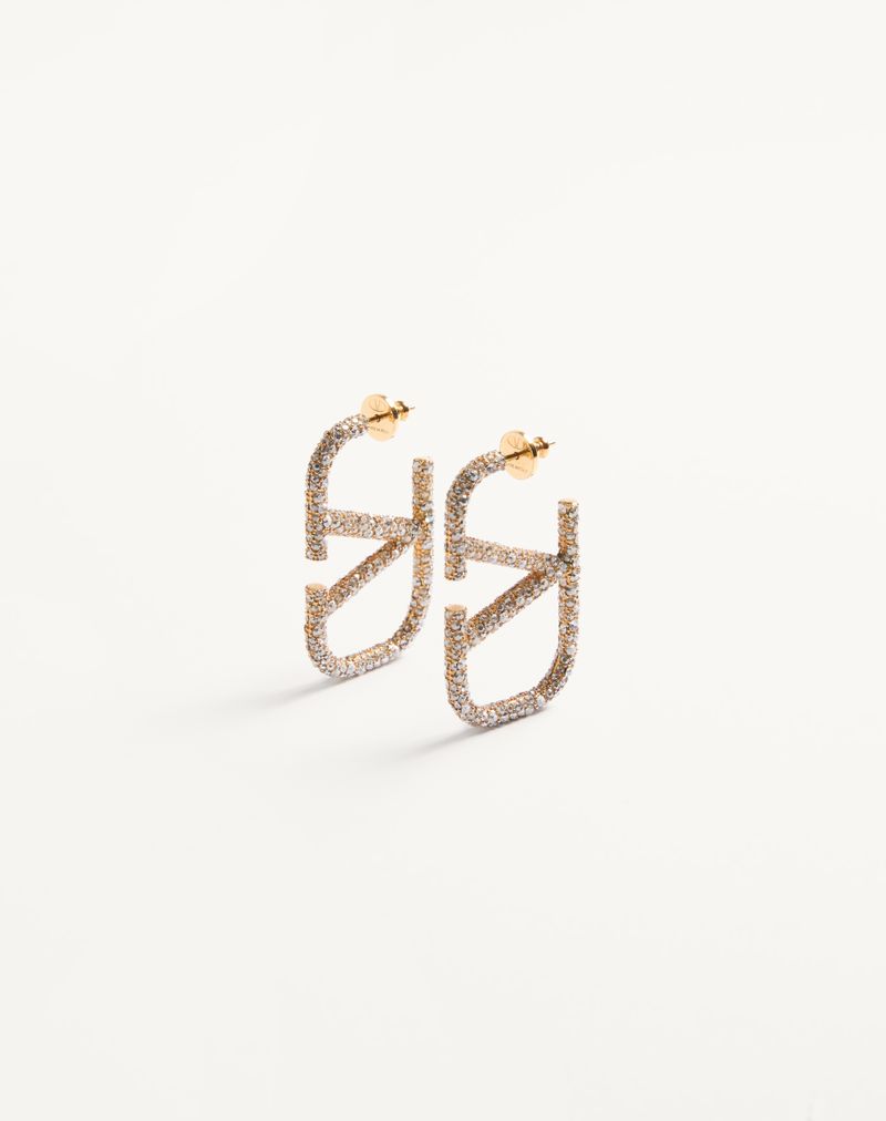 Brincos com a assinatura VLogo em metal e cristais Swarovski®