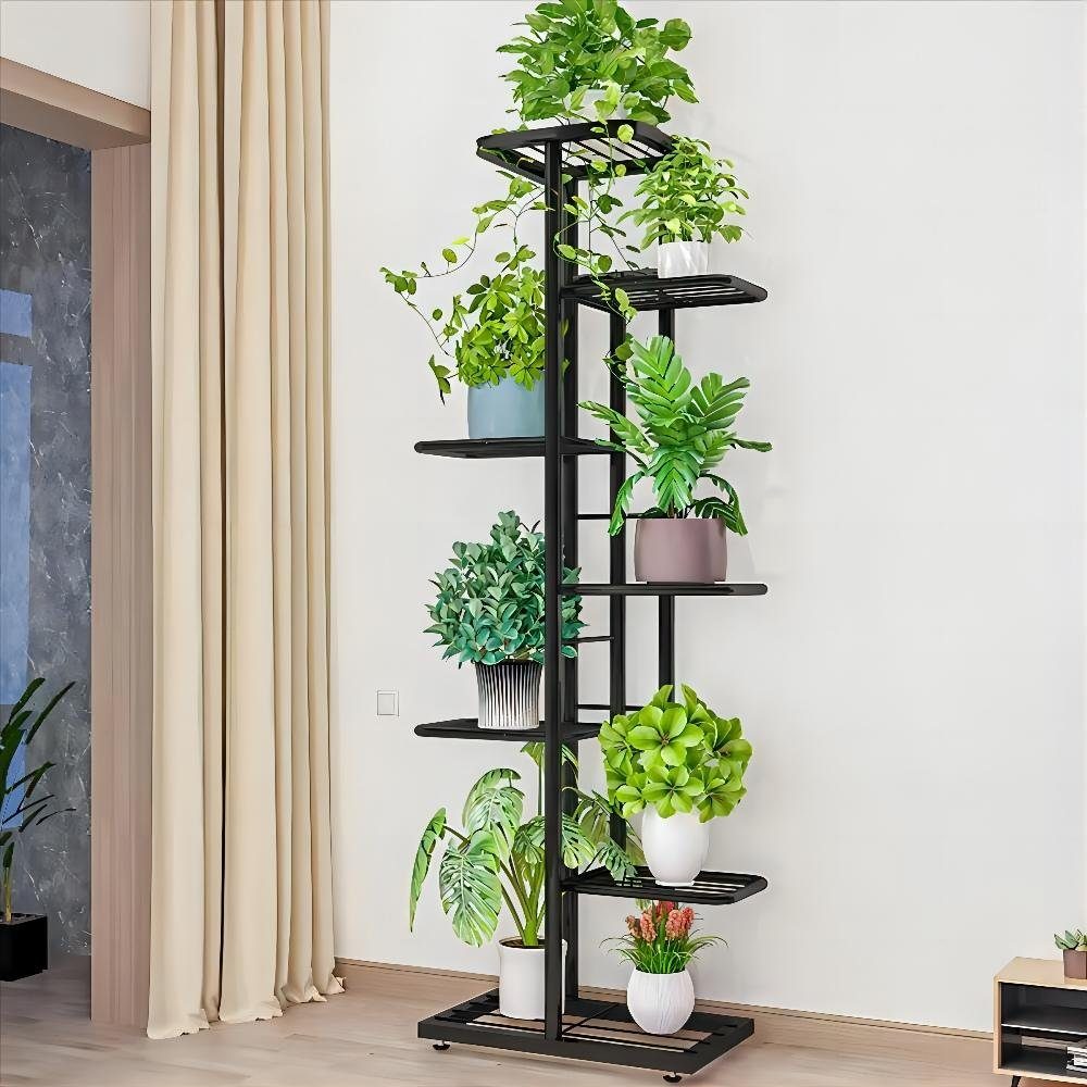MULISOFT Pflanzentreppe (Schmiedeeisernes Blumenregal, 8 Schichten 9 Töpfe), Home Balkon Dekoration Indoor Outdoor Blumenständer