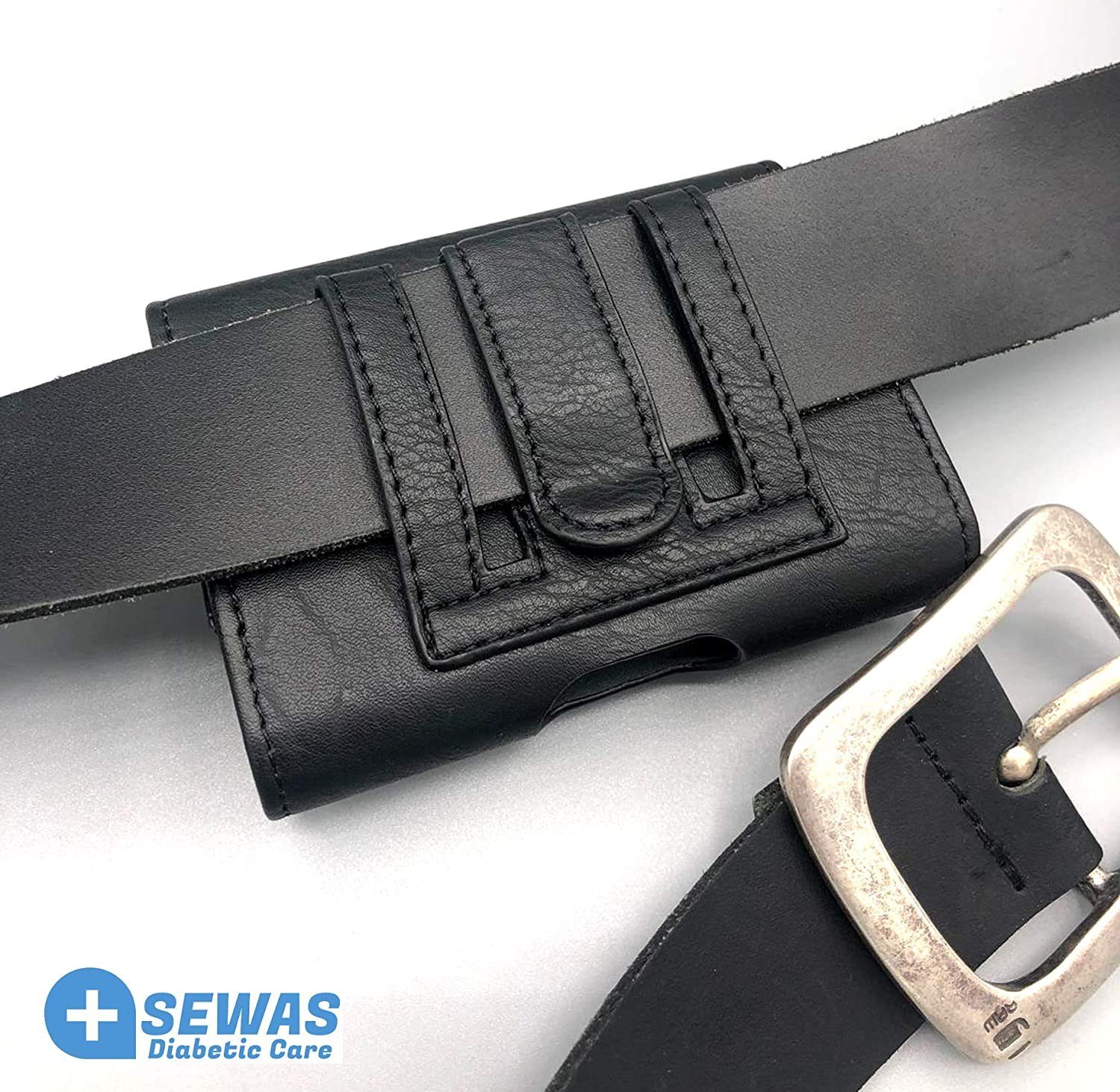 SEWAS Diabetic Care Aufbewahrungstasche Tasche Gürteltasche Dino Motive für Freestyle Libre Messgerät 3, Gürtelclip, Gürtelschlaufe, schönes Dino Design, Magnetverschluss