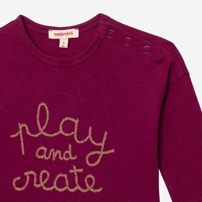 T-shirt bébé violet à message en coton recyclé Catimini