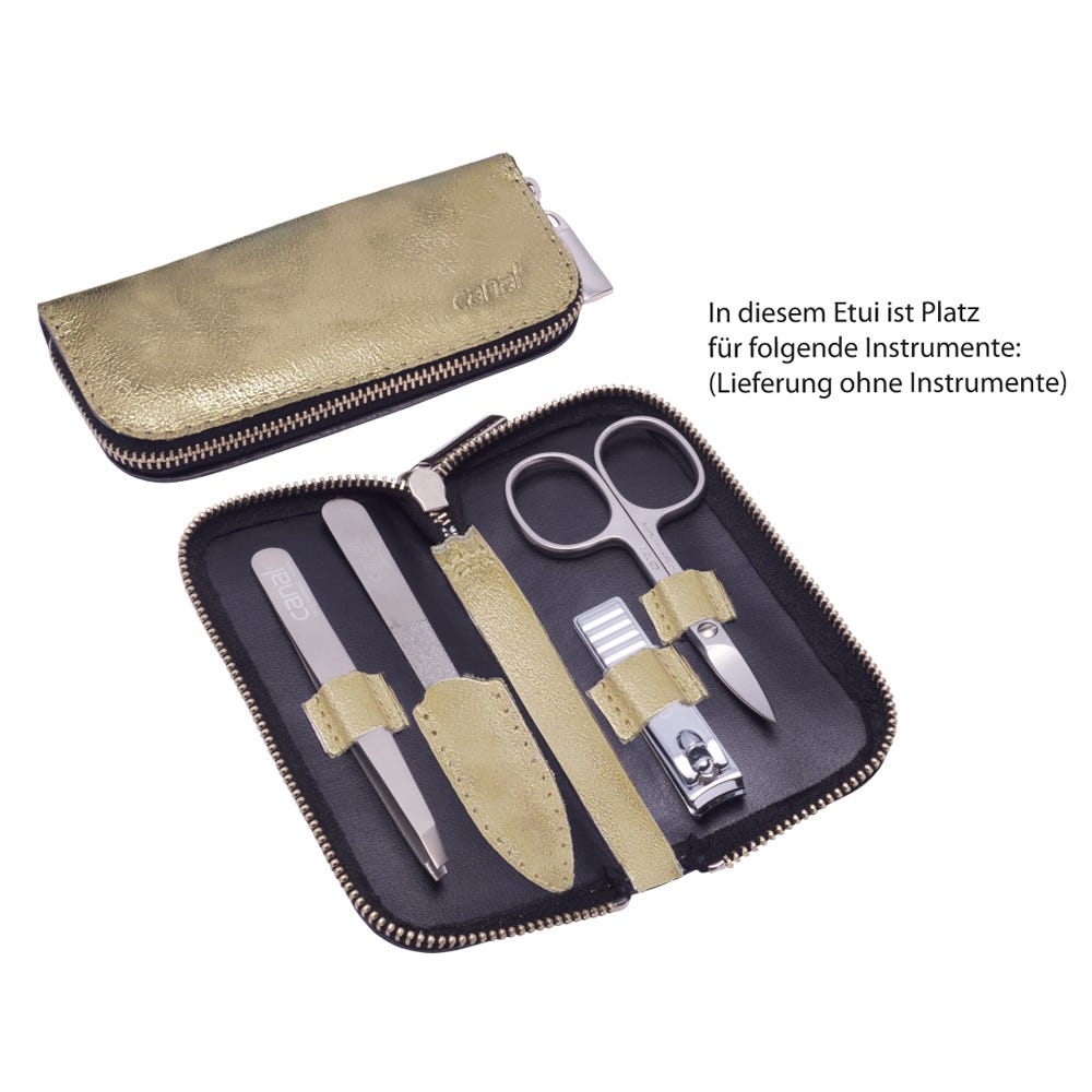 Canal Reißverschluss-Etui Leder unbestückt Gold
