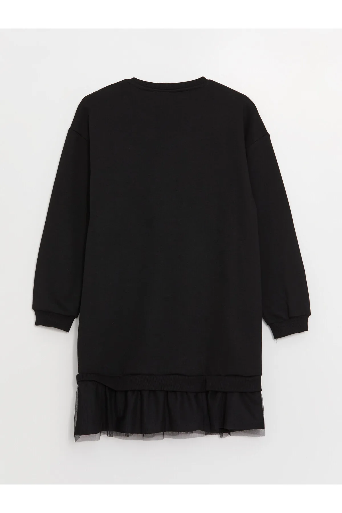 LC Waikiki  Langärmliges, besticktes Mädchenkleid mit Rundhalsausschnitt