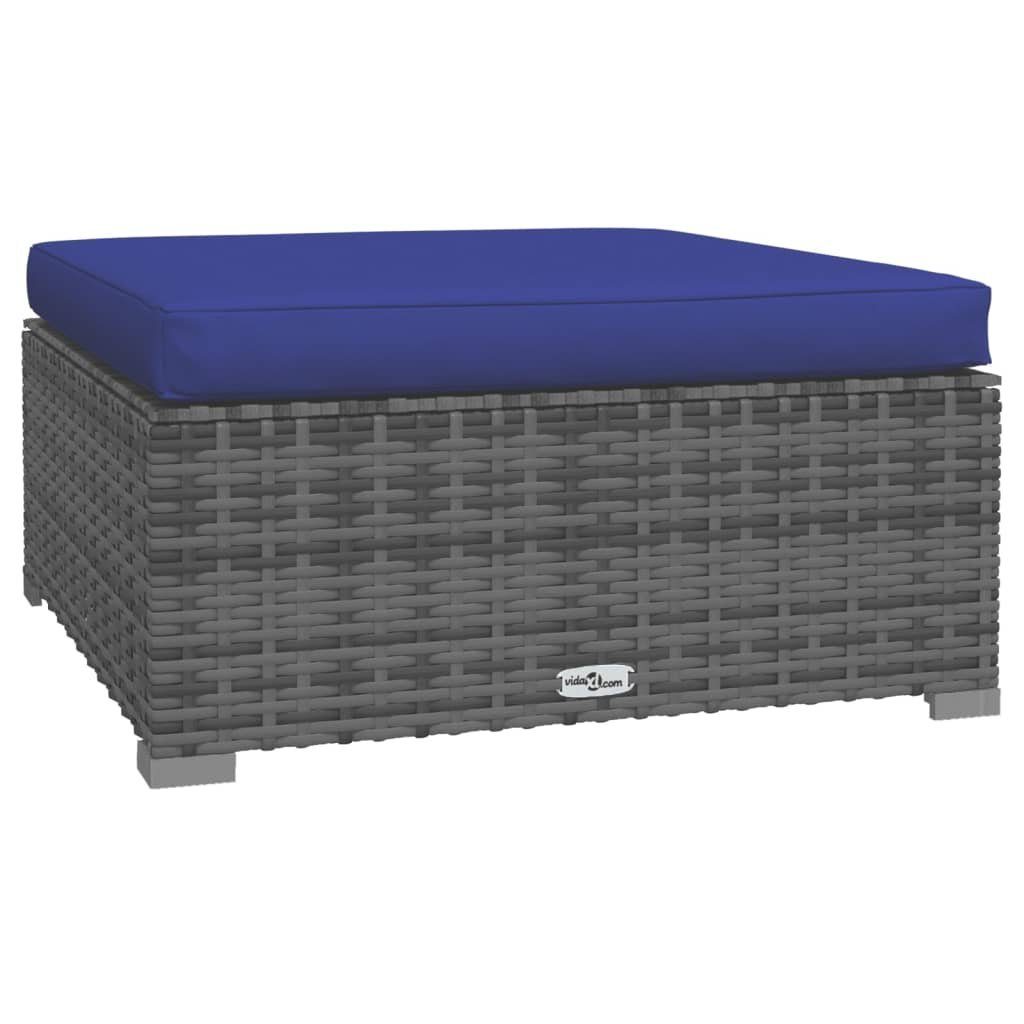 vidaXL Gartenlounge-Set 4-tlg. Garten-Lounge-Set mit Kissen Grau Poly Rattan, (1-tlg)