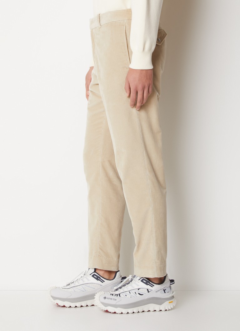 Pantaloni chino Moncler din catifea reiată cu picior drept și buzunare laterale