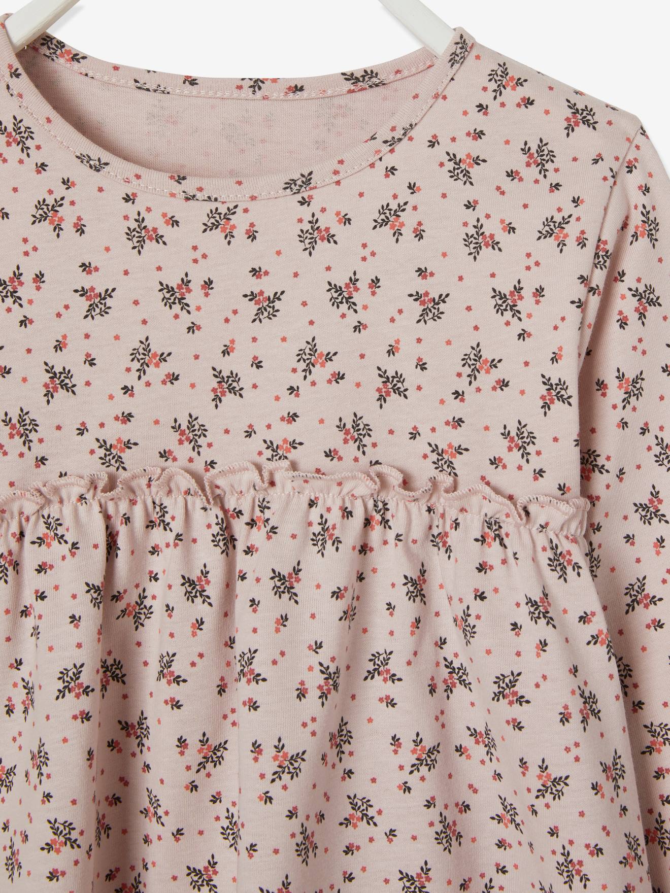 T-shirt blouse fille imprimé fleurs encre imprimé