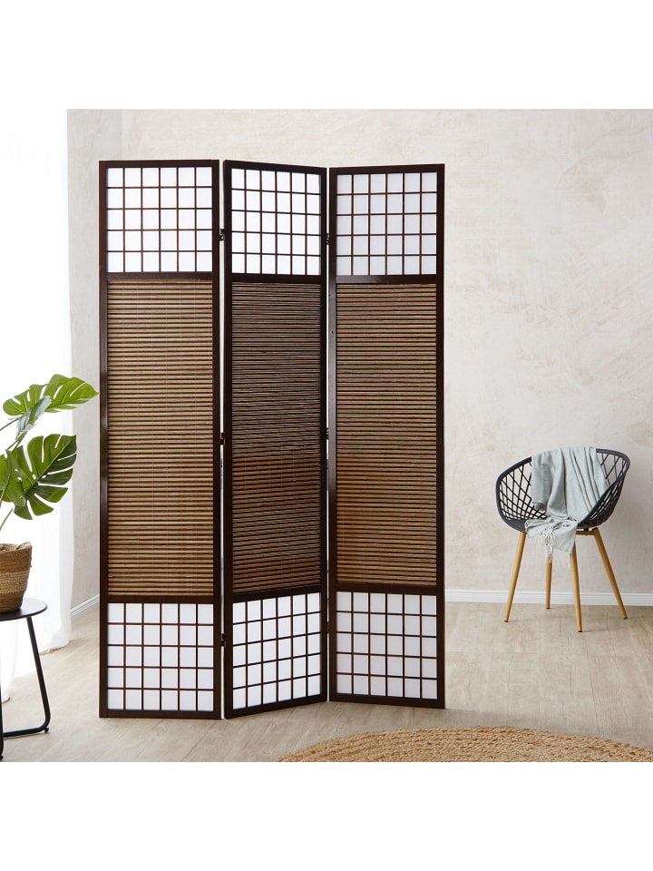 Homestyle4u 3-tlg. Paravent in Braun 120x200 günstig kaufen onesize