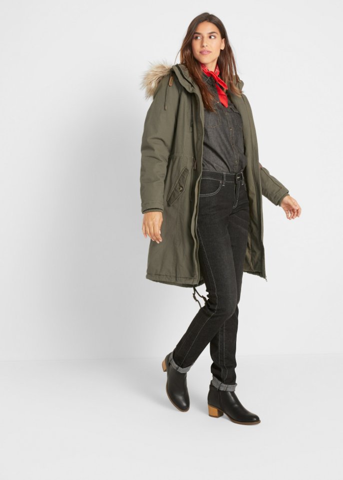 Winterparka mit Fellimitat-Kapuze