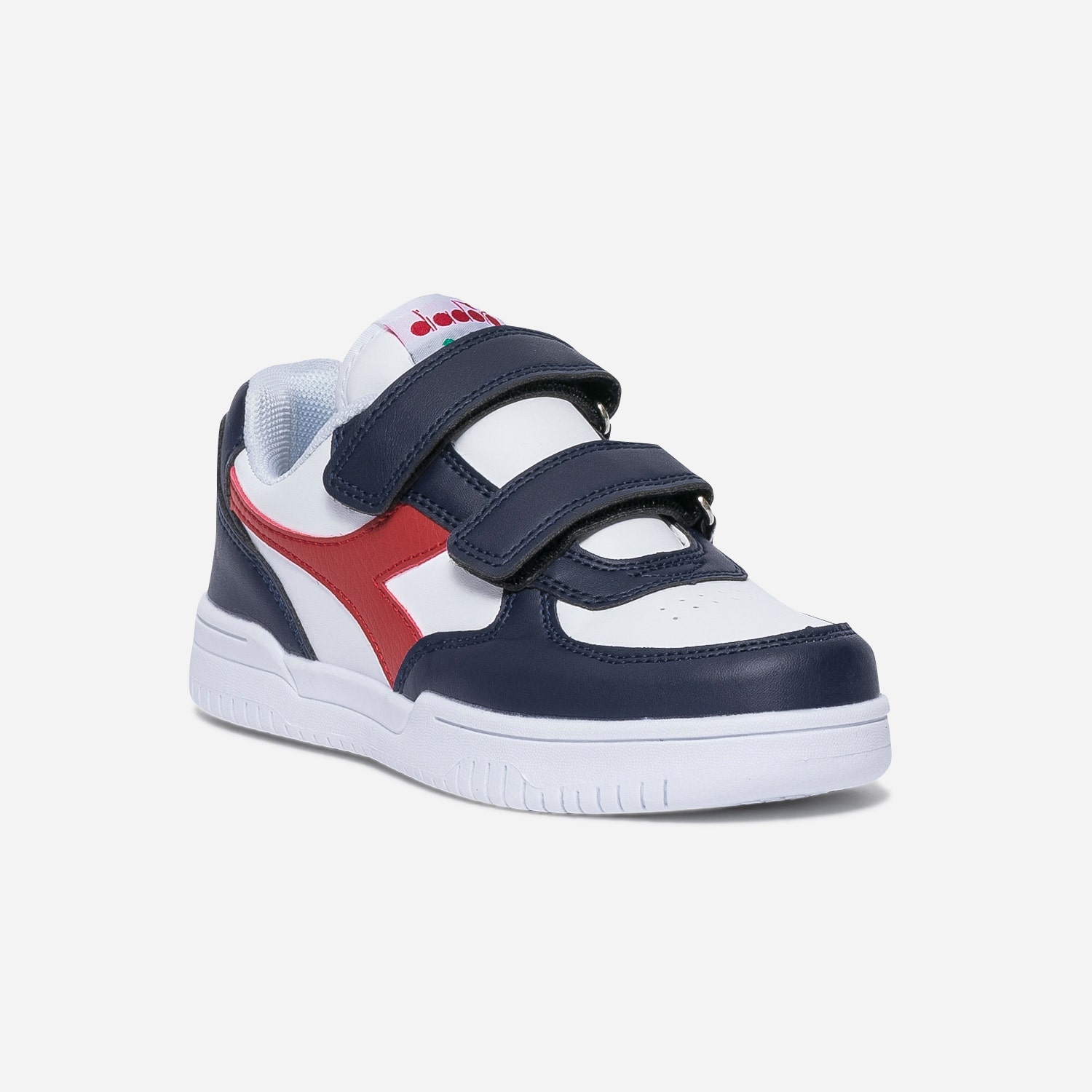 Tennis DIADORA blanche, marine et rouge à scratchs