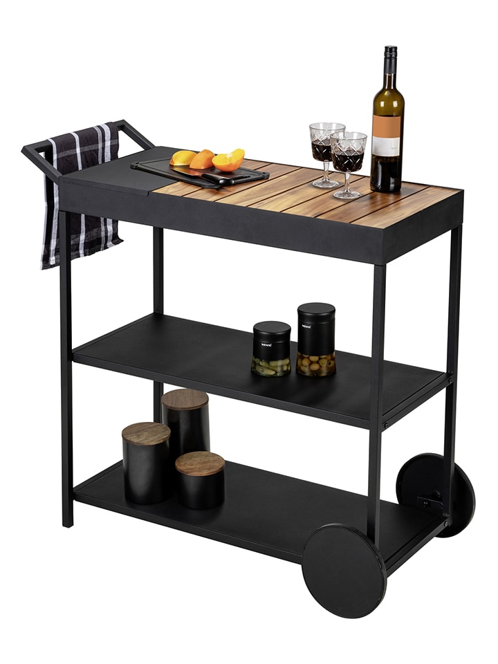 Wenko Servierwagen ''Miro'' in Schwarz/ Braun - (B)80 x (H)98 x (T)40 cm günstig kaufen onesize