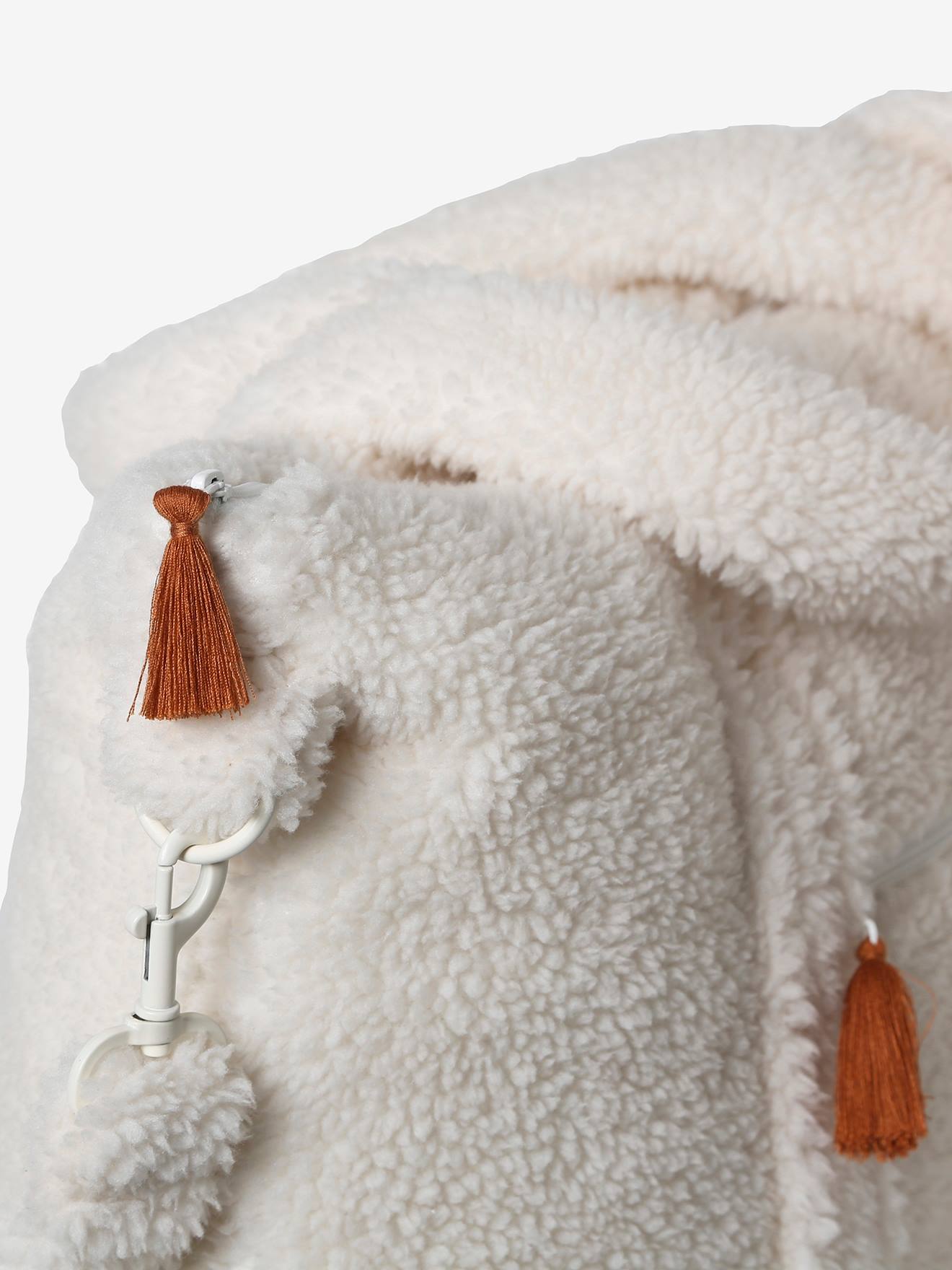 Vertbaudet Wickeltasche PLUME, Fell-Imitat - wollweiß