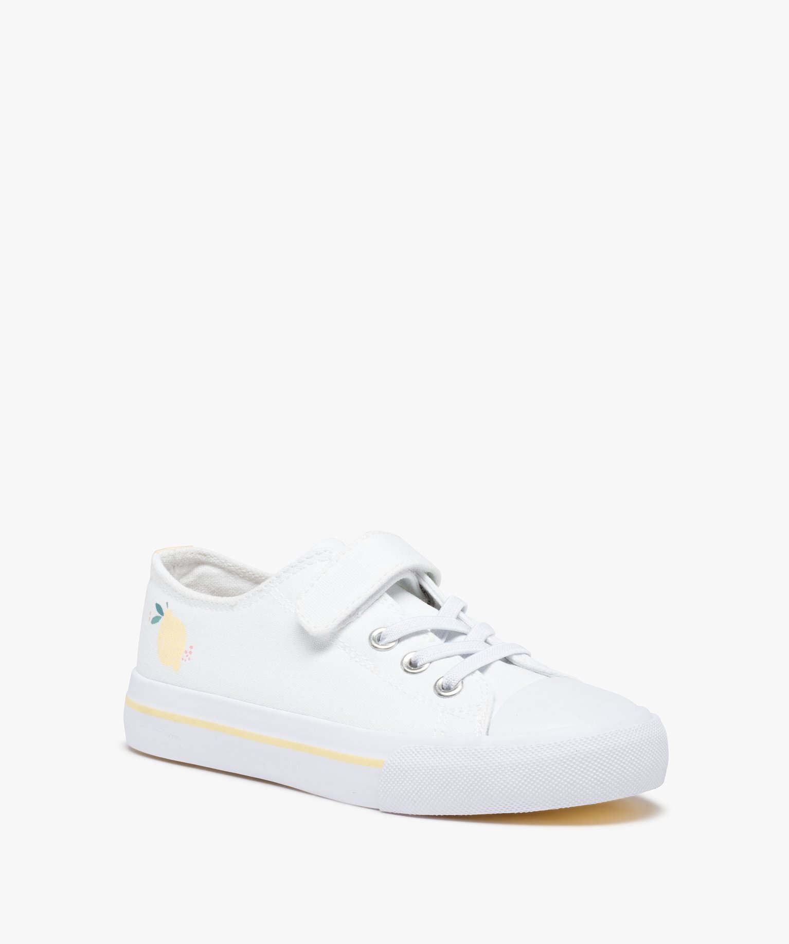 Baskets fille en toile à bout renforcé fermeture lacet et ... blanc | GEMO