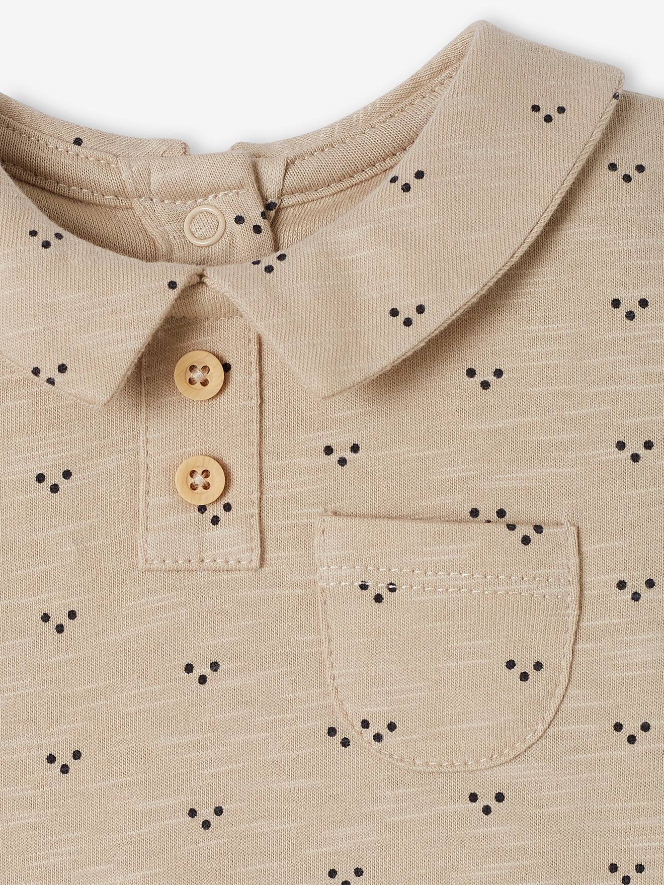 Vertbaudet Langärmeliger Baby Shirtbody mit Polokragen - tonfarbig