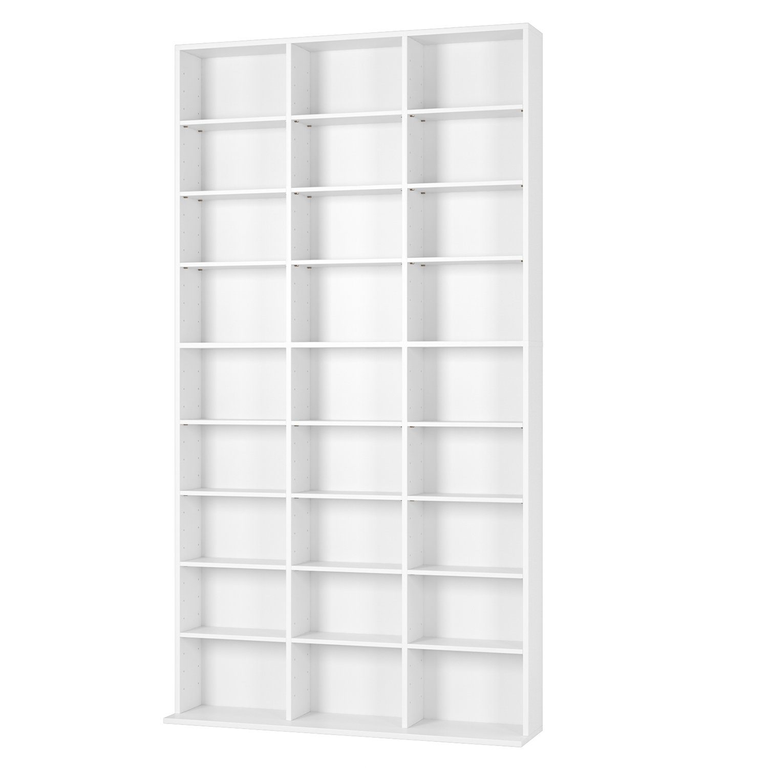 Homfa CD-Regal, DVD Ständer Bücherregal mit 27 Fächern höhenverstellbar weiß