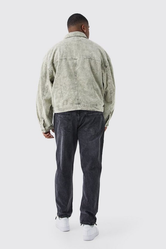 Plus kastige Cord-Jacke mit Acid-Waschung