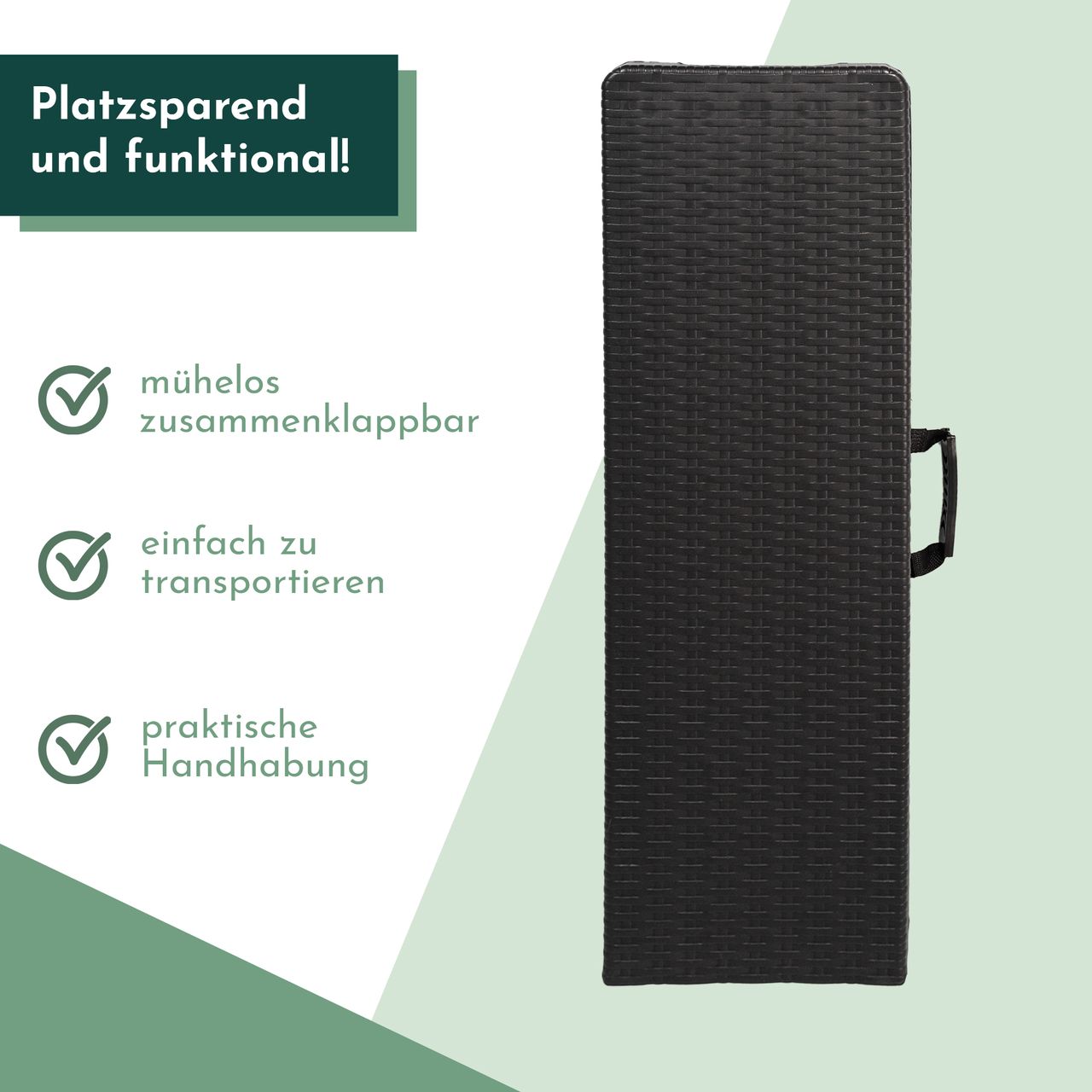 Lemodo Klappbank im 2er Set, mobile Sitzbank 180 x 25 cm in Rattan-Optik, klappbare Bierbank