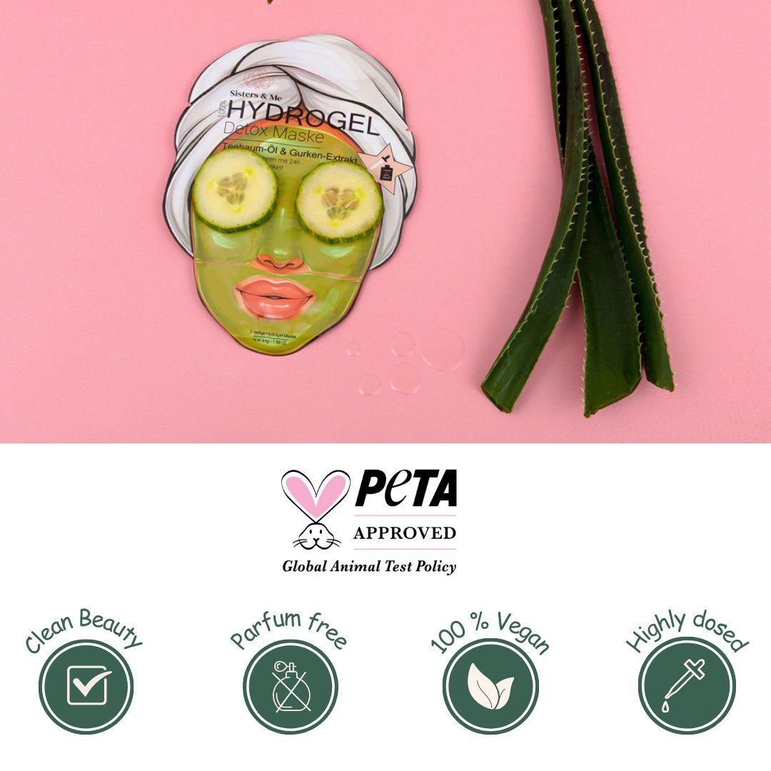 Sisters & Me Gesichtsmaske 5x Sisters & Me Hydrogel Detox Maske, Anti Pickel Masken, 5-tlg.