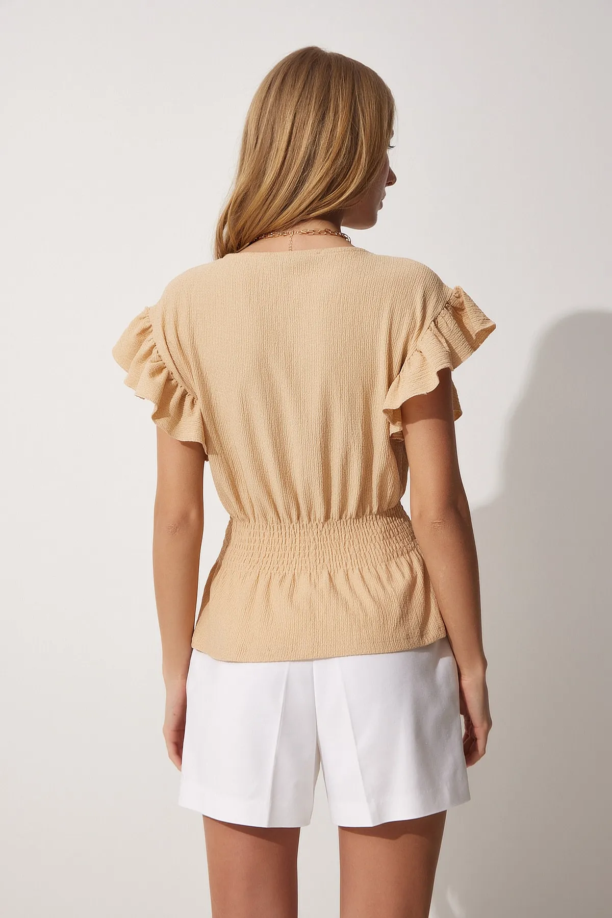 Happiness İstanbul  Gestrickte Bluse mit Rüschen