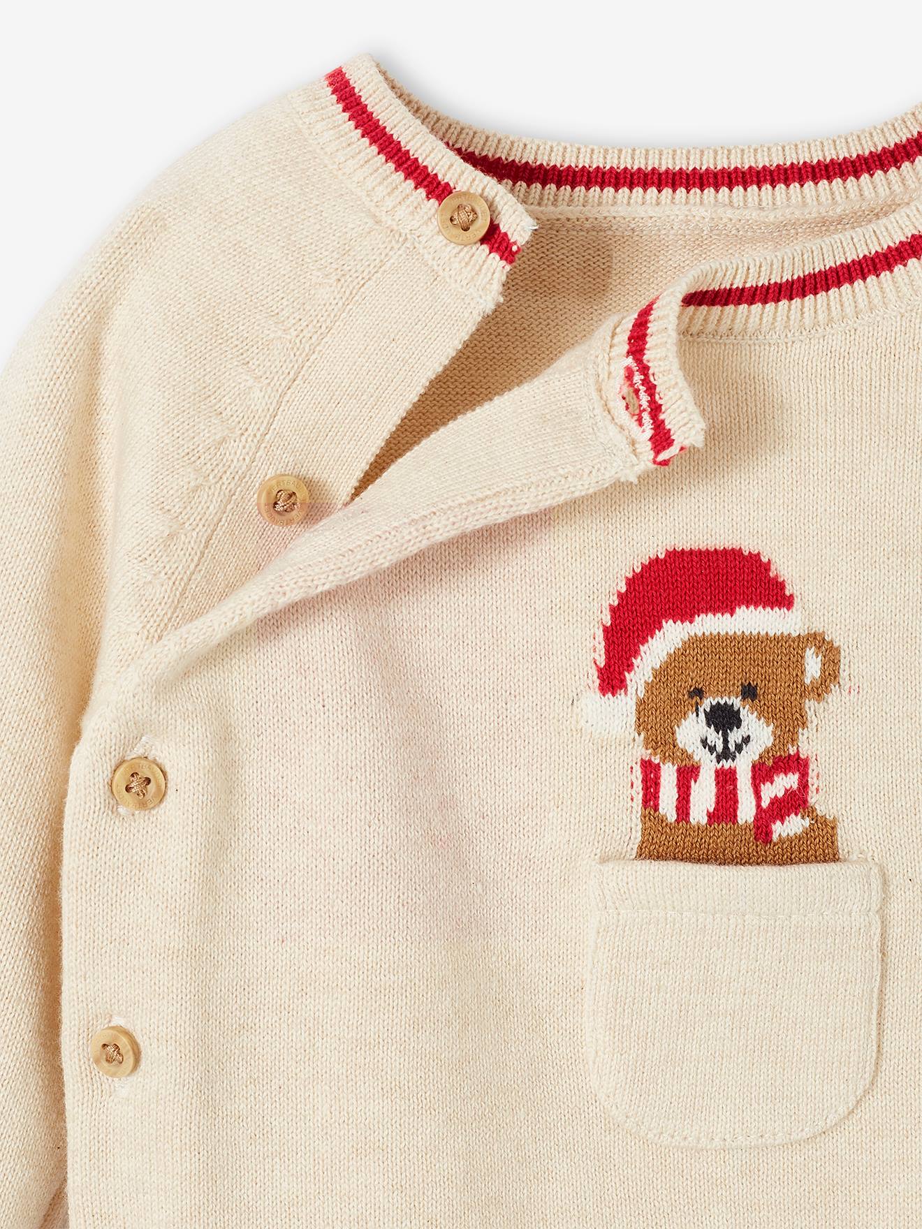 Vertbaudet Baby Weihnachts-Set: Pullover & Hose Oeko-Tex - beige meliert