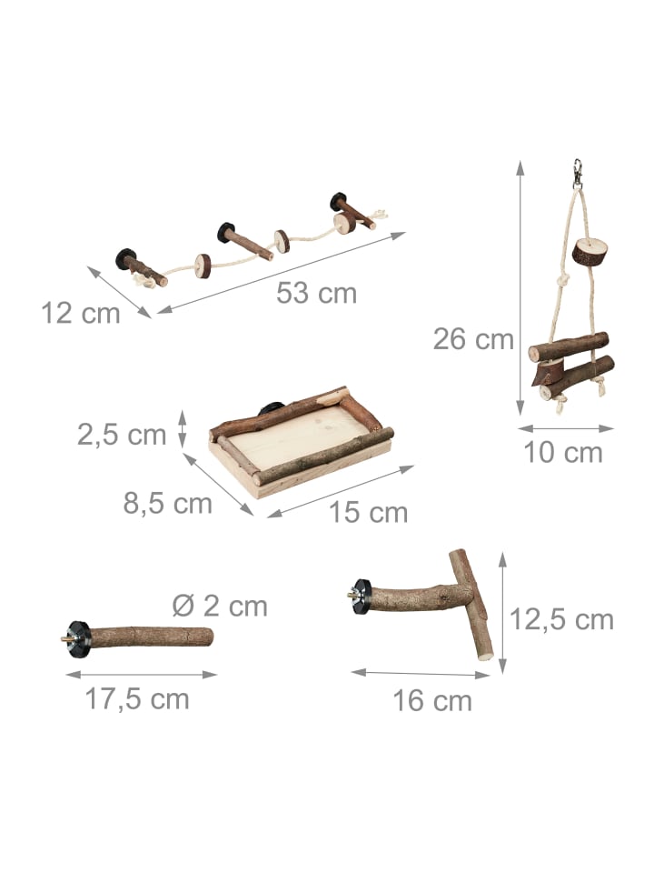 relaxdays 9-tlg. Vogelspielzeug in Natur günstig kaufen onesize